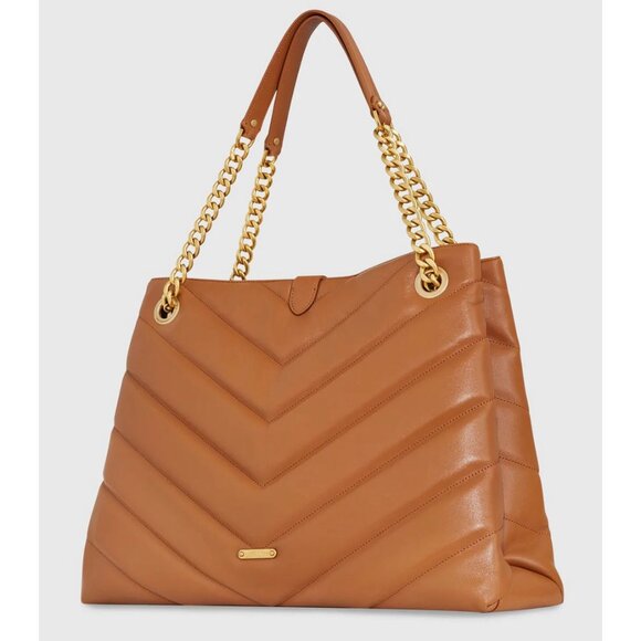 NWT Rebecca Minkoff Edie MAXI LARGE Leather Shoulder Tote Caramello AUTHENTIC - Picture 2 of 11